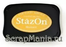 Подушечка чернильная универсальная StazOn, размер 96х67 мм, цвет горчица