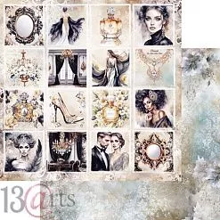 Бумага 30х30 см "Black velvet. Glamorous Lady. Карточки" (13Arts)