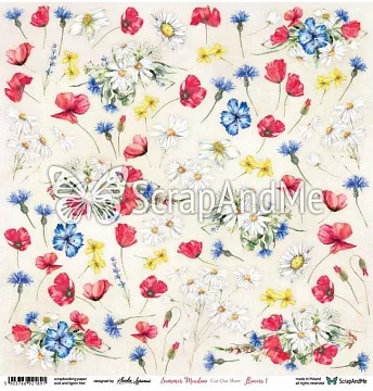 Бумага 30х30 см "Summer meadow. Flowers 1" (ScrapAndMe)