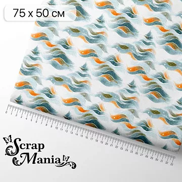 Отрез ткани 75х50 см "Снежинки-мандаринки. Сугробы" (ScrapMania)