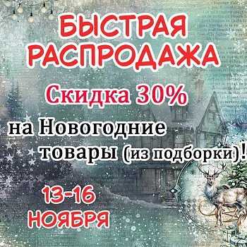 БЫСТРАЯ РАСПРОДАЖА - 30% скидка только 13-16 ноября!!!
