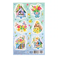 Наклейки 10х16 см "Весна. Кролик, скворечник"