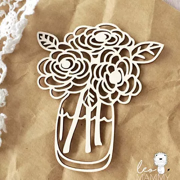 Украшение из чипборда "Цветы в вазе" (LeoMammy)