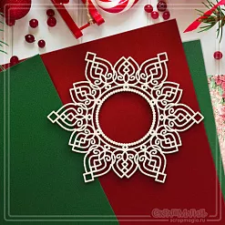 Чипборд "Ажурная рамка. Снежинка. Средняя" (СкрапМагия)