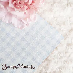 Отрез экокожи 30х69 см "Текстурный. Клетка мини. Нежно-голубая" (Pty Китай)