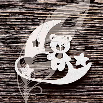 Украшение из чипборда "Мишутка сидит на месяце" (ArtLines)