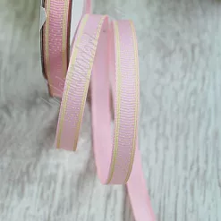 Лента репсовая "Горошек с полосками. Розовый", 1 см, 1 м Лента репсовая "Горошек с полосками. Розовый", 1 см, 1 м