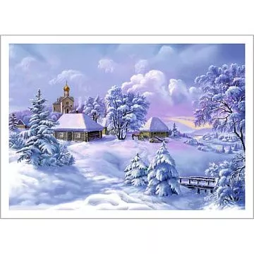 Тканевая карточка "Волшебная зима. Деревушка" (ScrapMania)