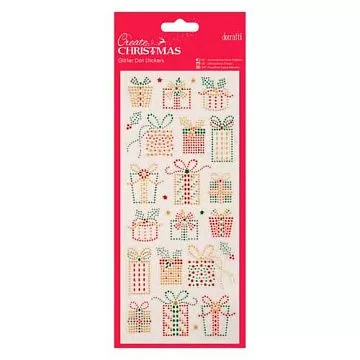 Наклейки прозрачные с глиттером "Рождественские подарки" (DoCrafts)