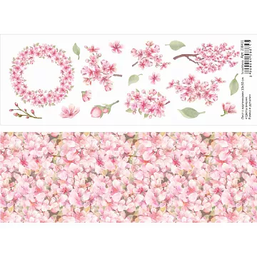 Лист с картинками 10х30 см "Цветы вишни. Рамка и детали" (ScrapMania)
