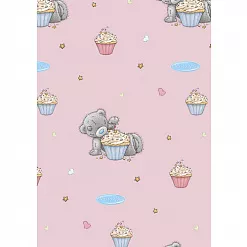 Отрез ткани 50х55 см "Me to you. Капкейк и мишка. Розовый" (Peppy)