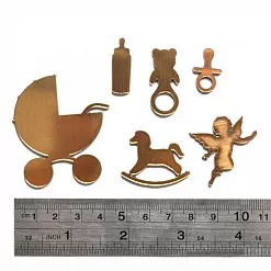 Набор акриловых зеркальных украшений "Детский" под золото, 6 шт (Лазер) Набор акриловых зеркальных украшений "Детский" под золото, 6 шт (Лазер)