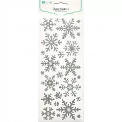 Наклейки с глиттером "Снежинки серебряные" (DoCrafts)