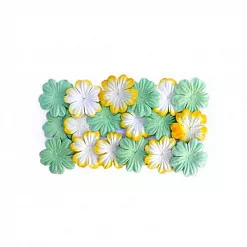 Набор бумажных цветочков "Светло-зеленый и желтый" (ScrapBerry's)