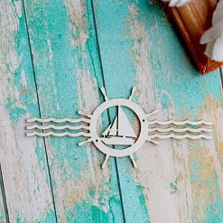 Украшение из чипборда "Парусник в штурвале" (ScrapКрым)