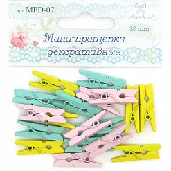 Набор деревянных прищепок "Лимонный, мятный, розовый" (Рукоделие)