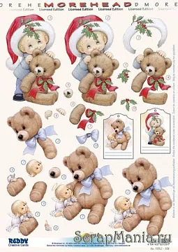 Аппликация бумажная вырубная "Плюшевые мишки" (Reddy)