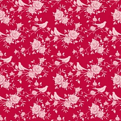 Отрез ткани 50х70 см "Птички и розы, цвет красный" (Tilda) Отрез ткани 50х70 см "Птички и розы, цвет красный" (Tilda)