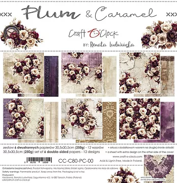 Набор бумаги 30х30 см "Plum & Caramel", 6 листов (CraftO'clock)