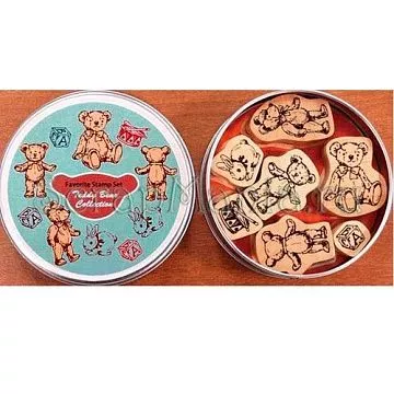 Набор штампов в жестяной коробочке "Мишки" (Kodomo no kao)