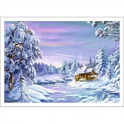 Тканевая карточка "Волшебная зима. На берегу реки" (ScrapMania)