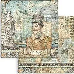 УЦЕНКА Бумага 30х30 см "Sir Vagabond Aviator. Statue of Liberty" (Stamperia)