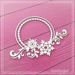Чипборд "Круглая рамка со снежинками и завитками 4" (СкрапМагия)