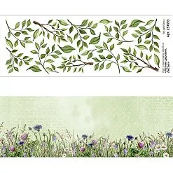 Лист с картинками 10х30 см "Летняя деревня. Листья" (ScrapMania)