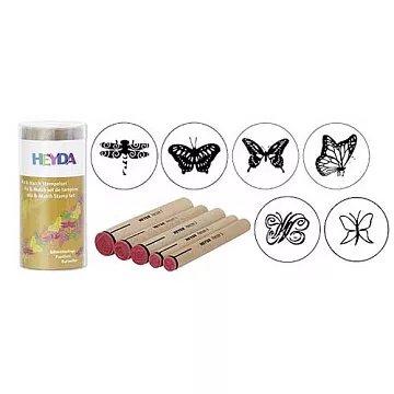 Набор резиновых штампов на деревянной основе "Бабочки" (Heyda)