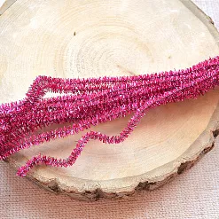 Проволока с шенилом "Мерцающий розовый", 10 шт (Китай)