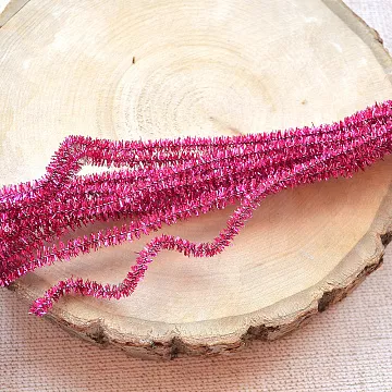 Проволока с шенилом "Мерцающий розовый", 10 шт (Китай)