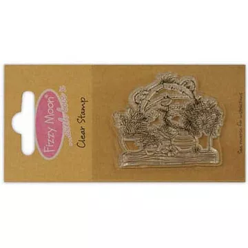 Штамп "Мишка разводит цветы" (Fizzy Moon)