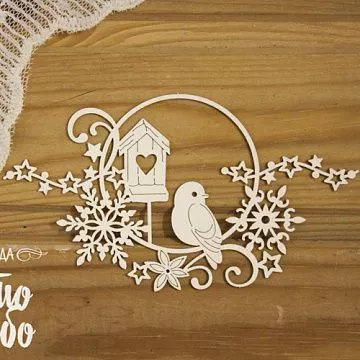 Чипборд "Новогодний орнамент с птицей 2" (Просто небо)