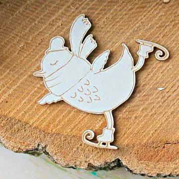 Украшение из чипборда "Птичка на коньках" (ScrapКрым)