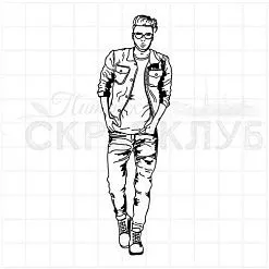 Штамп "Парень в джинсовке", 3,1х10 см (Скрапклуб)