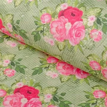 Отрез ткани 48х50 см "Великолепный розарий. Букеты на зеленом фоне в горошек" (Артмикс)