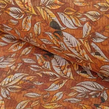 Отрез ткани 48х50 см "Кофе-тайм. Листики на коричневом" (Артмикс)