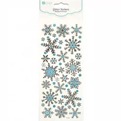 Наклейки с глиттером и фольгированием "Снежинки серебряные и голубые" (DoCrafts)