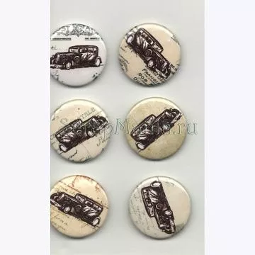 Набор фишек для скрапбукинга "Автомобили ", 6 шт