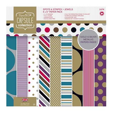 Набор бумаги 15х15 см "Точки и полоски. Природные оттенки", 32 листа (DoCrafts)