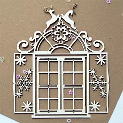 Украшение из чипборда "Зимнее окно 2", маленькое (Магия творчества) Украшение из чипборда "Зимнее окно 2", маленькое (Магия творчества)
