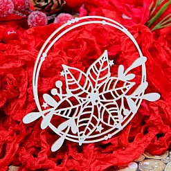 Украшение из чипборда "Рамка с пуансеттией" (Fantasy) Украшение из чипборда "Рамка с пуансеттией" (Fantasy)