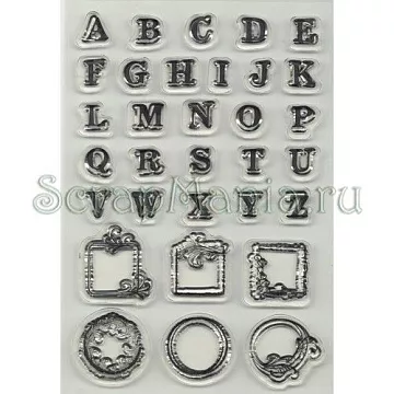 Набор штампов Scrappy Cat "Английский алфавит-античная монограмма"