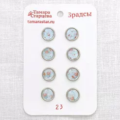 Набор брадсов "Розы на голубом", 8 шт (Тамара Старцева) Набор брадсов "Розы на голубом", 8 шт (Тамара Старцева)