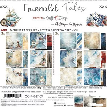 Набор бумаги 20х20 см "Emerald tales. Mix", 24 листа (CraftO'clock)