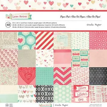 Набор бумаги 30х30 см "Love Notes", 48 листов (Crate paper)