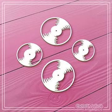 Чипборд "Виниловые пластинки", 4 шт (СкрапМагия)