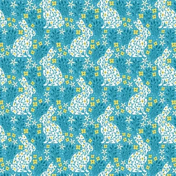 Отрез ткани 50х50 см "Зайчики в траве" (Forestory)