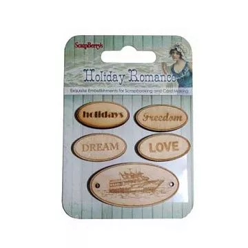 Набор деревянных украшений "Курортный роман. Лайнер" на английском (ScrapBerry's)