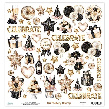Бумага 30х30 см "Birthday Party. Элементы" (Mintay)
